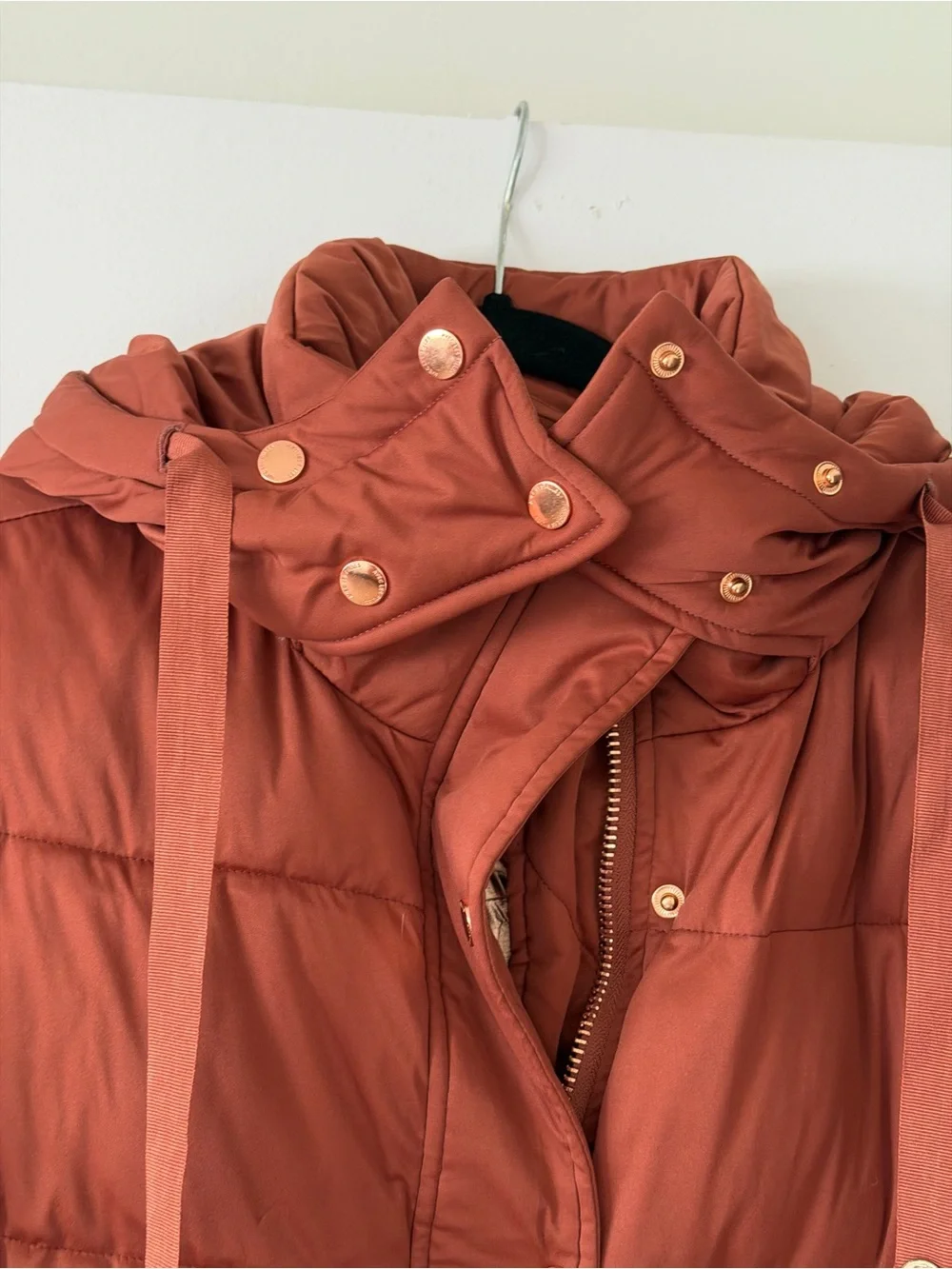Avec Les Filles Thermalpuff Longline Puffer Coat Brown/Rust/Copper - Size S